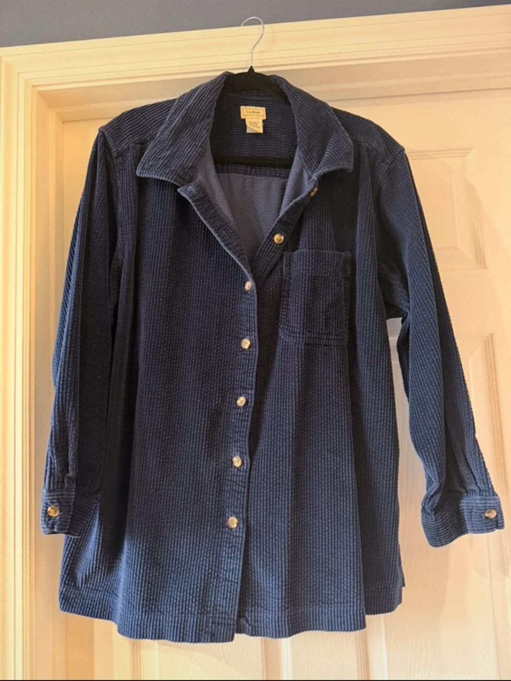 L.L. Bean Men's Navy Corduroy Button-Down Shirt